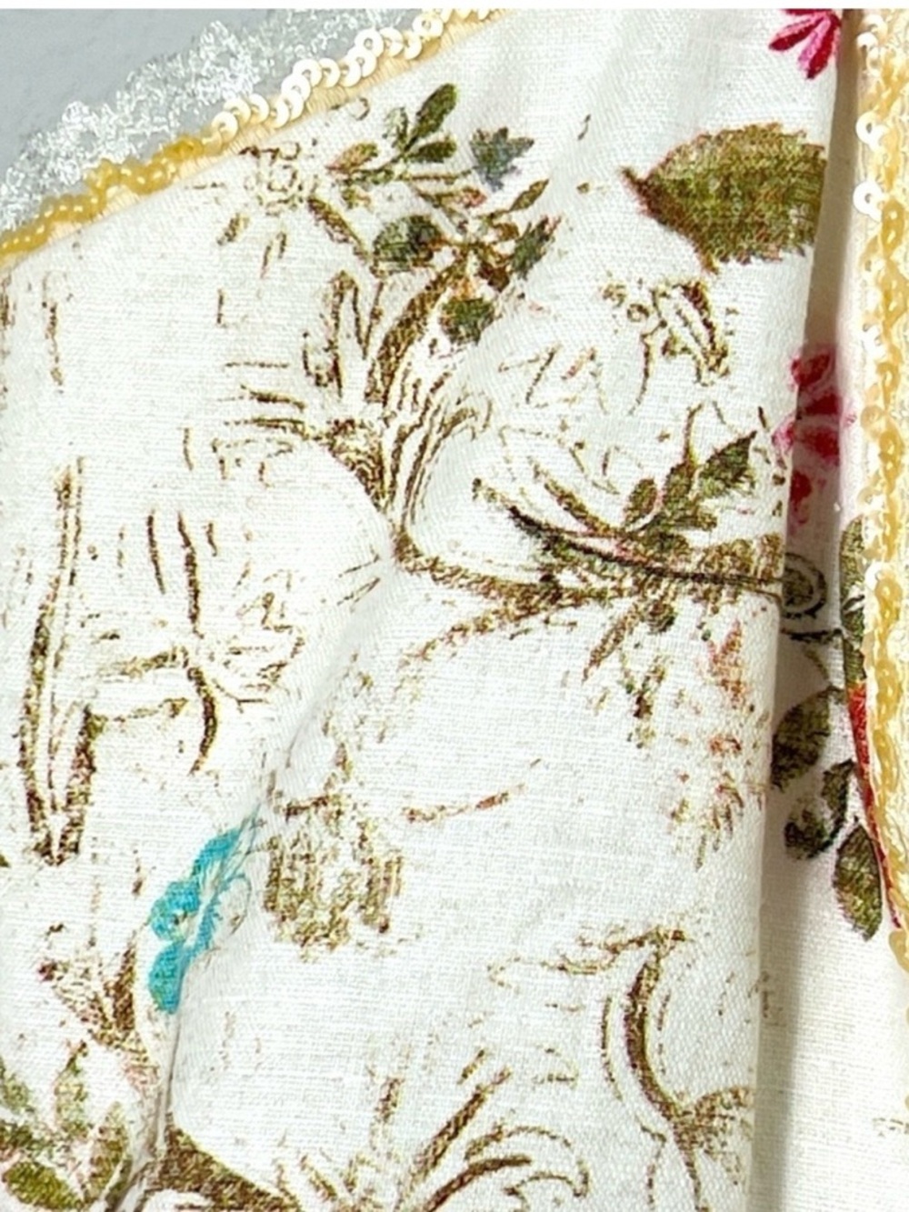 Alberto Makali Patchwork Floral Jacquard Dress Sequin Lace Trim Romantic Sz 12 - Picture 10 of 16